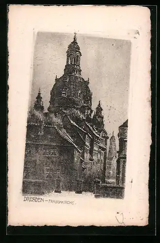 Künstler-AK Dresden, Partie an der Frauenkirche