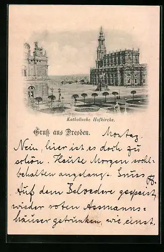 AK Dresden, Blick auf die katholische Hofkirche