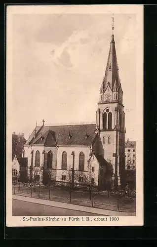 AK Fürth i. Bayern, Partie an der St. Paulus Kirche