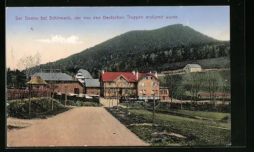 AK Schirmeck, der Donon, Blick von der Wirtschaft auf den Berg, der von den Deutschen Truppen erstürmt wurde
