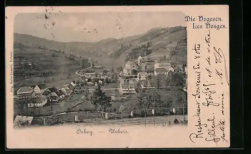 AK Orbey, les Vosges, Ortstotale mit Blick zur Kirche