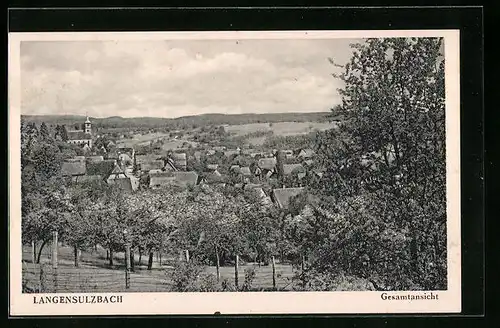 AK Langensulzbach, Gesamtansicht von den Obstwiesen mit Blick zur Kirche