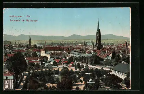 AK Mülhausen i. Els., Generalansicht mit Blick zur Marienkirche