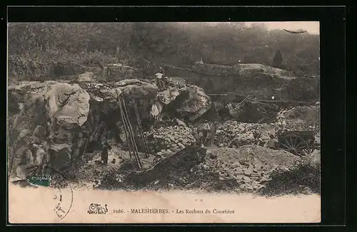 AK Malesherbes, les Rochers du Cimetiere, im Steinbruch