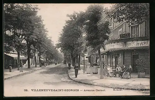 AK Villeneuve-Saint-Georges, Avenue Carnot, Cafe de la Poste