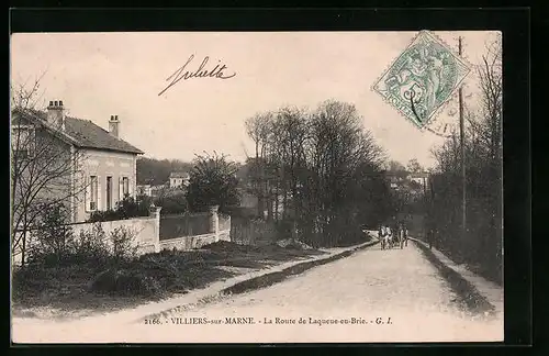 AK Villiers-sur-Marne, La Route de Laqueue-en-Brie