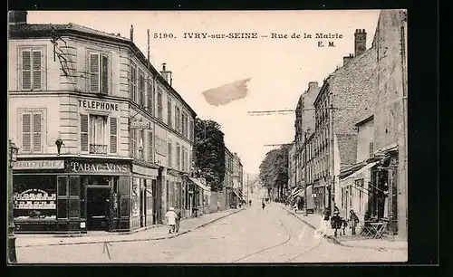 AK Ivry-sur-Seine, Rue de la Mairie, Magazine Tabac Vins