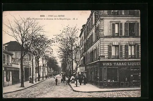 AK Ivry-sur-Seine, Place Parmentier et Avenue de la Republique
