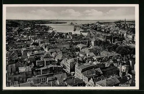 AK Flensburg, Generalansicht der Stadt
