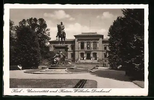 AK Kiel, Universität und Kaiser-Wilhelm-Denkmal