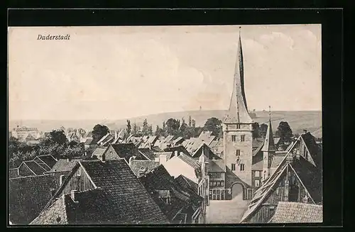 AK Duderstadt, Blick über die Dächer der Stadt, Blick durch das Stadttor