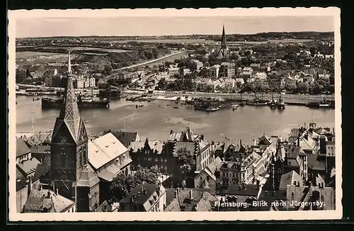 AK Flensburg, Blick über den Osbekgrund nach Jürgensby