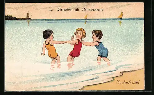 AK Oostvoorne, Kinder spielen am Strand