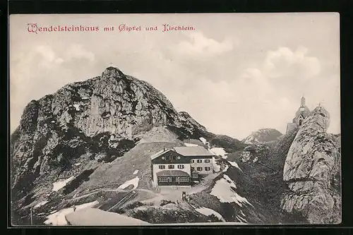AK Wendelsteinhaus, Berghütte mit Kirchlein
