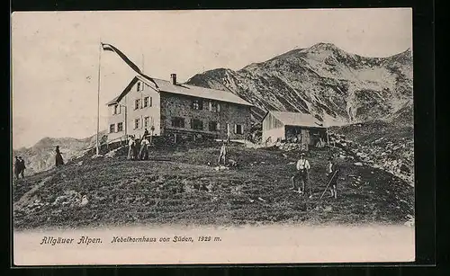 AK Nebelhornhaus /Allgäuer Alpen, Berghütte von Süden