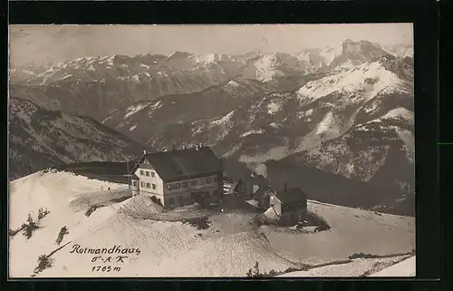 AK Rotwandhaus, Berghütte mit Bergpanorama, T. A. K.