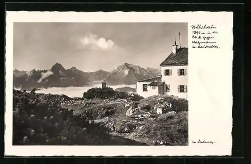 AK Störhaus auf dem Untersberg, Blick gegen Watzmann