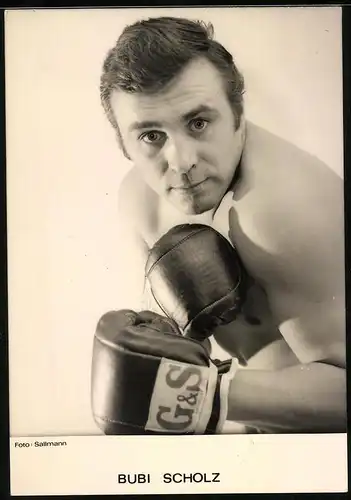 Fotografie R. Sallmann, Berlin-Tempelhof, Portrait Boxer Bubi Scholz in späteren Jahren