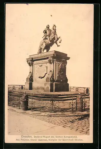 AK Dresden, das Denkmal August des Starken, Longuelune
