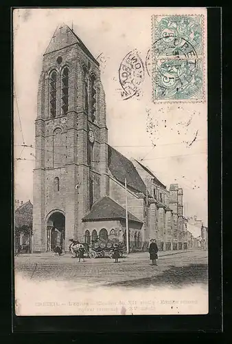 AK Créteil, L`Église, Clocher du XII siecle
