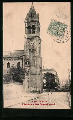 AK Saint-Mandé, L`Eglise et la Rue Armand Carrel