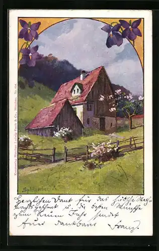 Künstler-AK August Splitgerber: Sommerliche Landschaft mit Bauernhaus