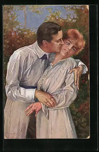Künstler-AK Arno von Riesen: Liebespaar im Park