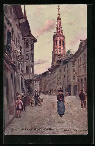 Künstler-AK Georges Stein: Bern, Kesslergasse mit Münster