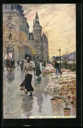 Künstler-AK Georges Stein: Paris, Conciergerie, Marché aux Fleurs