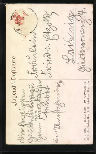 Künstler-AK G. Hirth`s Verlag, Serie: XIII, 4., Flötenspieler im Olivenbaum
