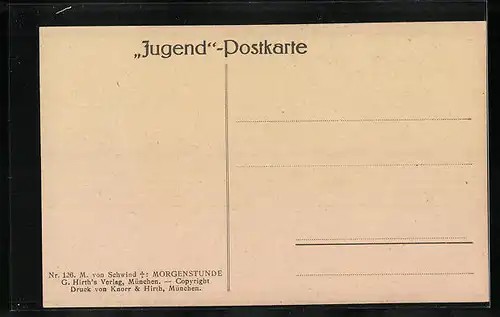 Künstler-AK G. Hirth`s Verlag, Serie: Nr. 126, Junge Frau am geöffneten Fenster mit Alpenpanorama