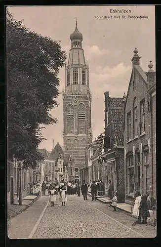 AK Enkhuizen, Torenstraat met St. Pancrastoren