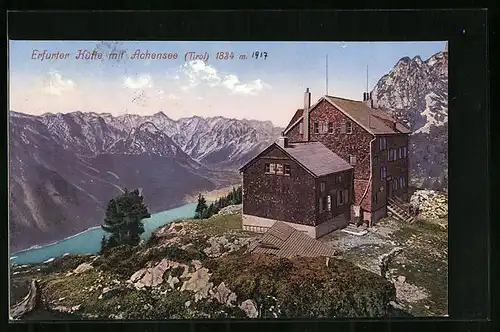 AK Erfurter Hütte am Achensee, Ansicht der Berghütte