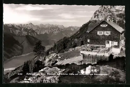 AK Erfurter Hütte, Blick von der Berghütte auf Achensee und Karwendelgebirge
