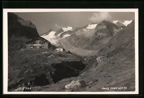 AK Franz-Senn-Hütte, Berghütte in der Fernansicht