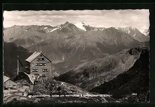 AK Erlangerhütte am Wettersee, Blick auf die Berghütte im Ötztal