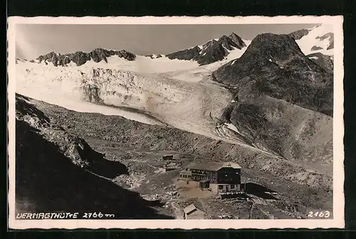 AK Dermagthütte, Berghütte aus der Vogelschau