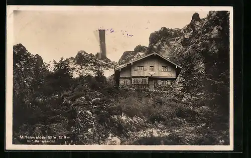 AK Mittenwalder Hütte, Berghütte mit Karwendel