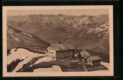 AK Rotwandhaus, Berghütte aus der Vogelschau