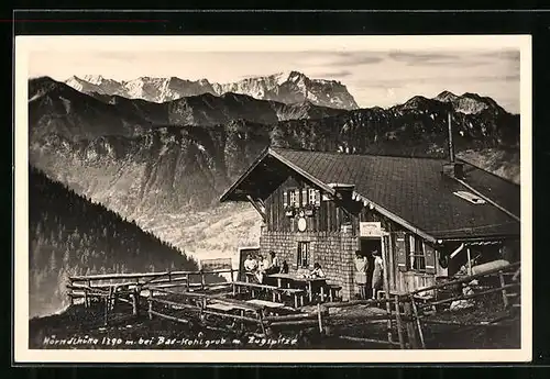 AK Hörndlhütte, Berghütte bei Bad Kohlgrub mit Zugspitze