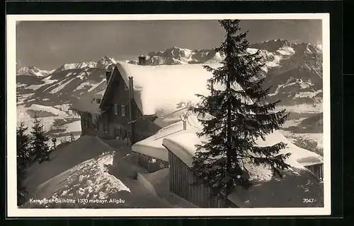 AK Kemptner Skihütte, Berghütte im Schnee