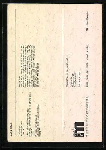 AK Maggie Mae, Portrait der Musikerin mit Autograph