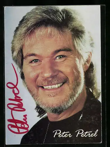 AK Peter Petrel, Portrait des Musikers mit Autograph