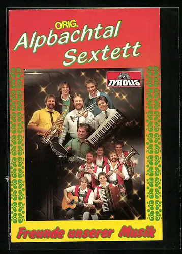 AK Musiker Alpbachtal-Sextett in Tracht mit Instrumenten