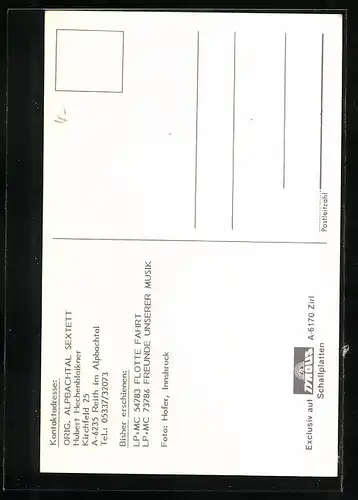 AK Musiker Alpbachtal-Sextett in Tracht mit Instrumenten