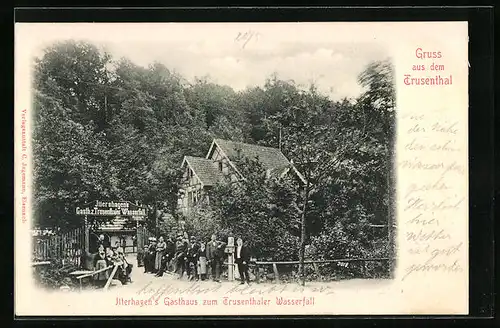 AK Trusetal, Ilterhagen`s Gasthaus zum Trusentaler Wasserfall