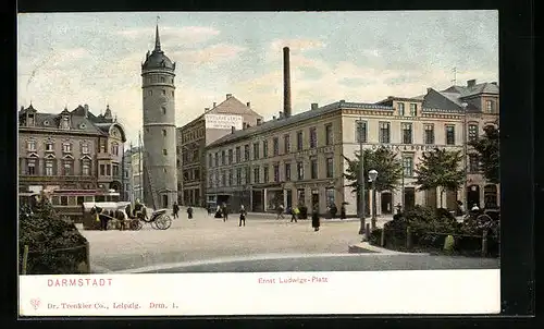 AK Darmstadt, Passanten am Ernst-Ludwigs-Platz