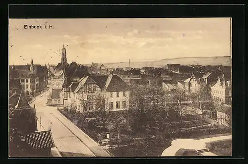 AK Einbeck i. H., Strassenpartie aus der Vogelschau