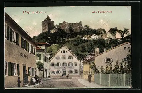 AK Pappenheim, Gasthof zum deutschen Haus, Alte Schlossruine