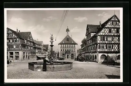AK Schorndorf, Brunnen am Marktplatz